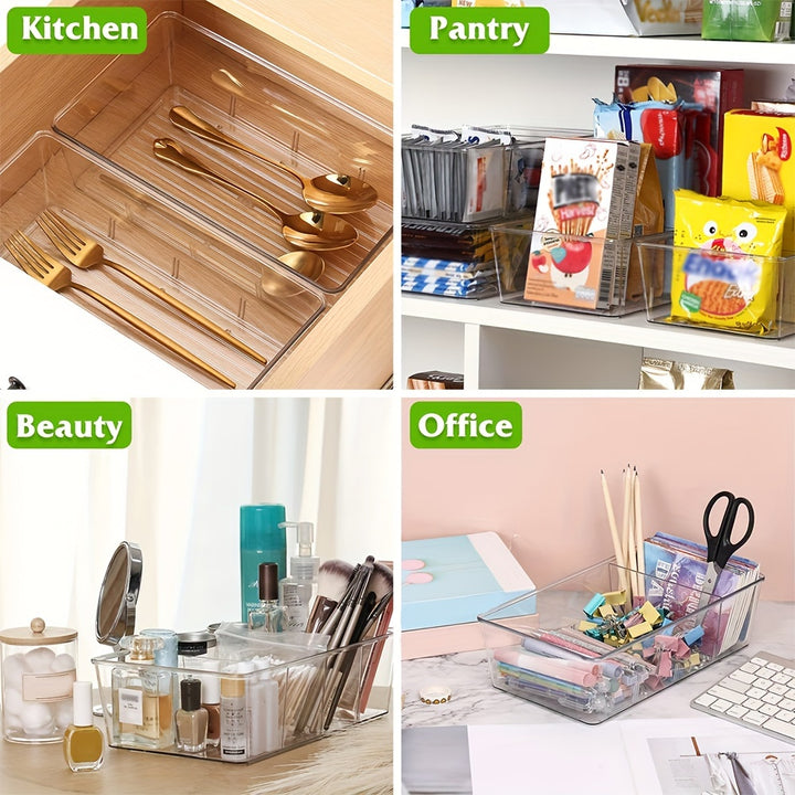 6 Packs Snack Organizers, Pantry Organizer and Storage, Clear Food Storage Organizer Bins, Plastic Fridge Organizer and Cabinet Organizer for Kitchen, Condiment, Pouches Food, Packets Spices - Total Trends Fusion