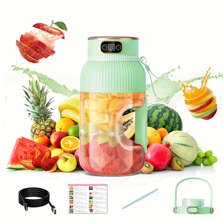 Portable Juicer Blender Cup 40.5oz/1200ml, One Cup And Two Lids (drink Lid And Juicer Lid), Super Large Capacity, Free Silicone Straw And TYPE-C Charging Cable - Total Trends Fusion