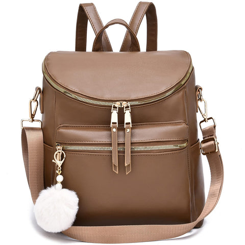 Women Fashion Backpack Purse Large Designer Travel Bag Ladies Shoulder Bags with Pompom, Backpack for College Work - Total Trends Fusion