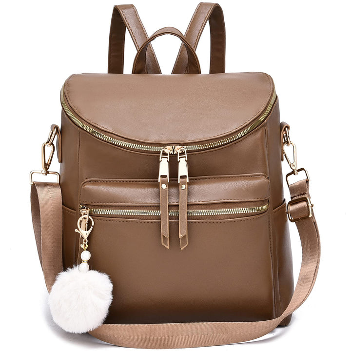 Women Fashion Backpack Purse Large Designer Travel Bag Ladies Shoulder Bags with Pompom, Backpack for College Work - Total Trends Fusion