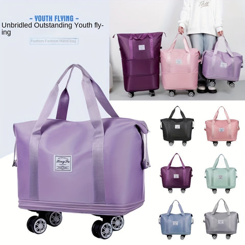 Large capacity luggage bag, double-layer expandable storage luggage bag, short distance waiting for delivery, student start school universal wheel travel bag - Total Trends Fusion