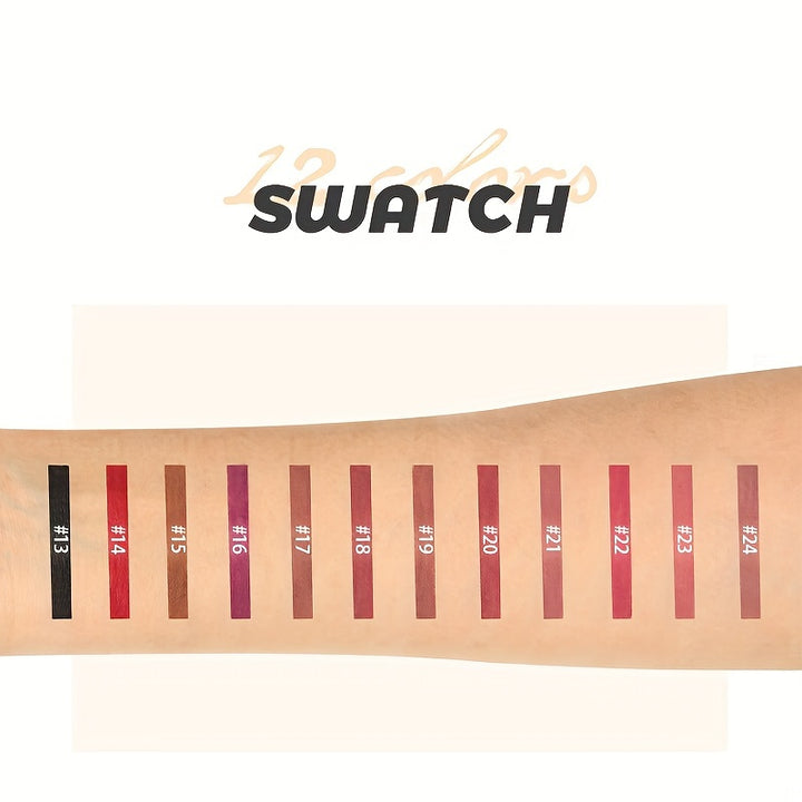 12pcs Matte Nude Lip Liner Pencil Set - Smooth, Easy to Apply, Long Lasting, Waterproof, Lip Outline Makeup Pen with Precise Tip - Total Trends Fusion