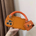 Portable Orange Phone Case With Rabbit Earphone Bag For IPhone 11 12 13 14 Pro Max - Total Trends Fusion