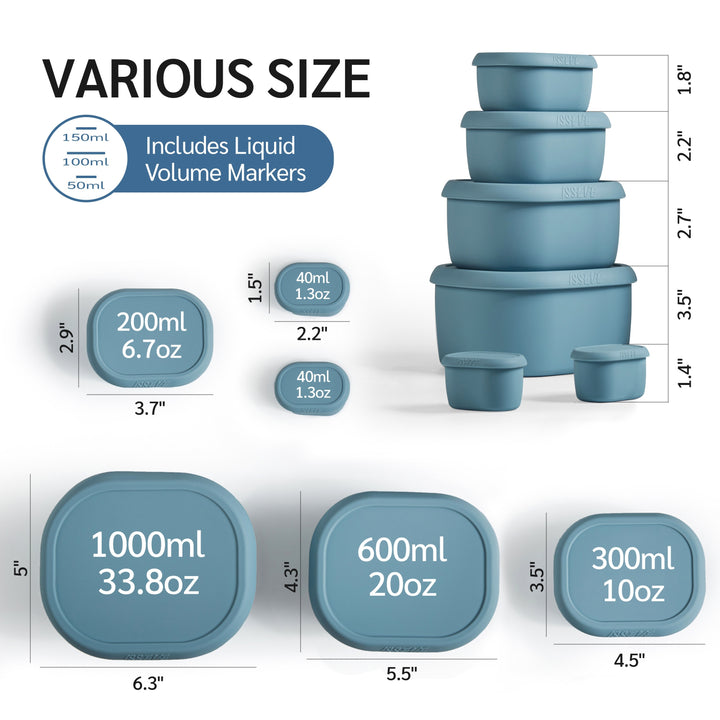 6Pcs/Set Nesting Silicone Food Storage Containers With Lids, BPA Free Reusable Meal Prep Silicone Containers Airtight, Freezer Dishwasher Safe (33.8oz, 20oz, 10oz, 6.7oz, 1.3oz) - Total Trends Fusion