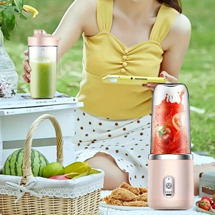 A set of 13.4OZ dual cup portable small rechargeable juice cups for home customization and multifunctional juice cups
