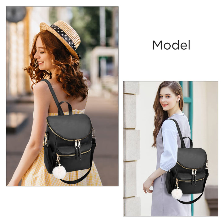 Women Fashion Backpack Purse Large Designer Travel Bag Ladies Shoulder Bags with Pompom, Backpack for College Work - Total Trends Fusion