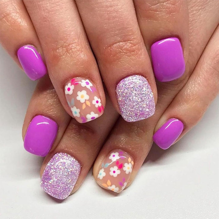 French Tip Press on Nails Short Square Fake Nails with Leopard Print French Bow Designs Nude Glue on Nails Press Ons Glossy False Nails Reusable Cute Stick on Nails for Women 24 Pcs