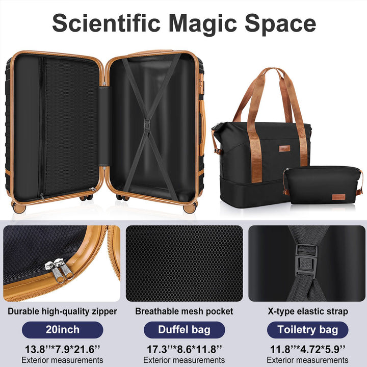 Expandable Suitcase Set Luggage Sets, 20 inch Carry On Luggage - Travel Duffel Bag with TSA Lock and Double Spinner Wheels