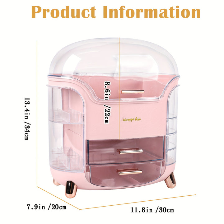 Makeup Storage Organiser with Clear Lid, Skincare Organiser Drawers Beauty Holder Cosmetic Organisers for Bathroom, DressingTable Organiser Dustproof Waterproof - Total Trends Fusion