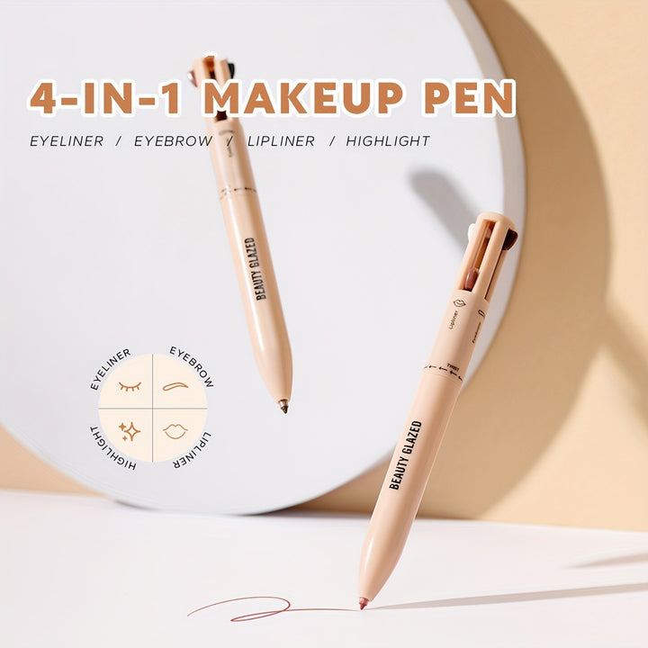 2024 New Makeup Pen, Eyeliner Lip Liner Highlight Eyebrow Pencil, 4-in-1 Daily Makeup, Versatile And Convenient, Matte Pearlescent Cosmetic Pen - Total Trends Fusion