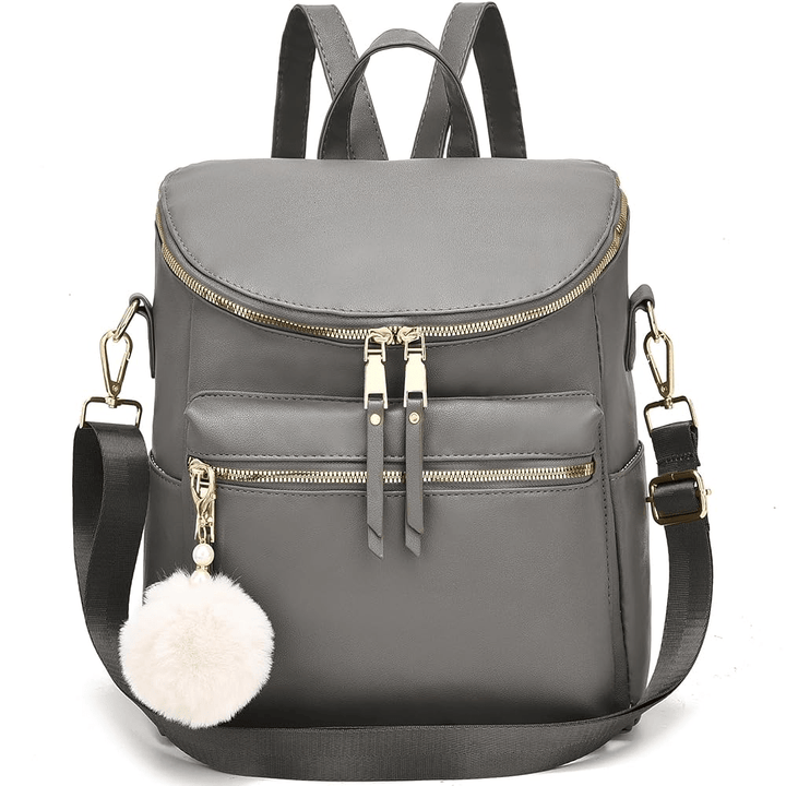 Women Fashion Backpack Purse Large Designer Travel Bag Ladies Shoulder Bags with Pompom, Backpack for College Work - Total Trends Fusion