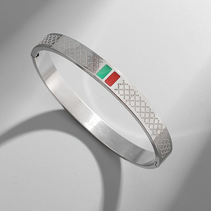 3pcs/set stainless steel green red enamel bracelets for women and men cuff bracelets for couples fashion luxury retro jewelry gifts - Total Trends Fusion