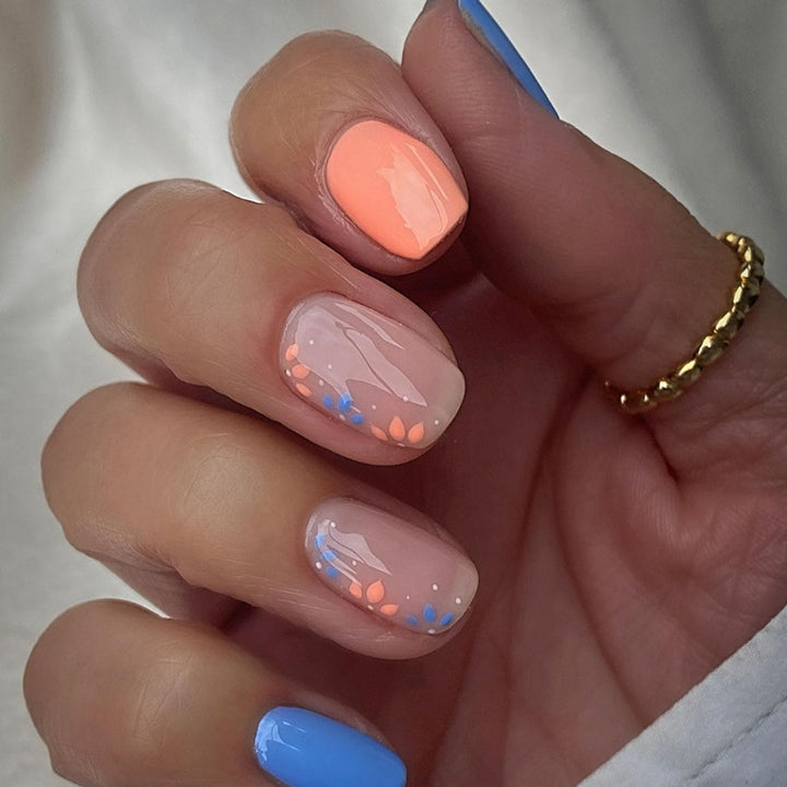 French Tip Press on Nails Short Square Fake Nails with Leopard Print French Bow Designs Nude Glue on Nails Press Ons Glossy False Nails Reusable Cute Stick on Nails for Women 24 Pcs
