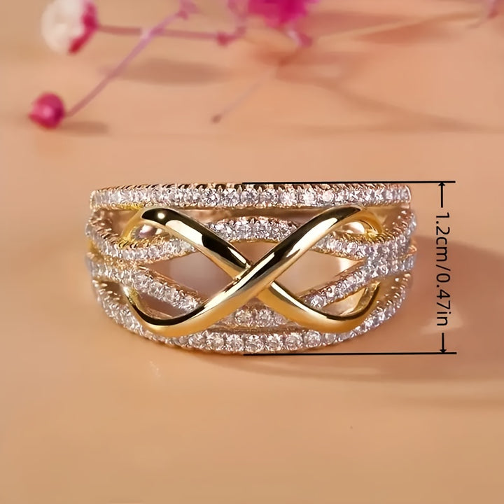 Unlimited Three-Dimensional Design Pave Sparkling Zirconia Elegant Fashionable Character Ring for Bride, Valentine's Day Gift for Lover, Mother's Day Jewelry Gift for Mom
