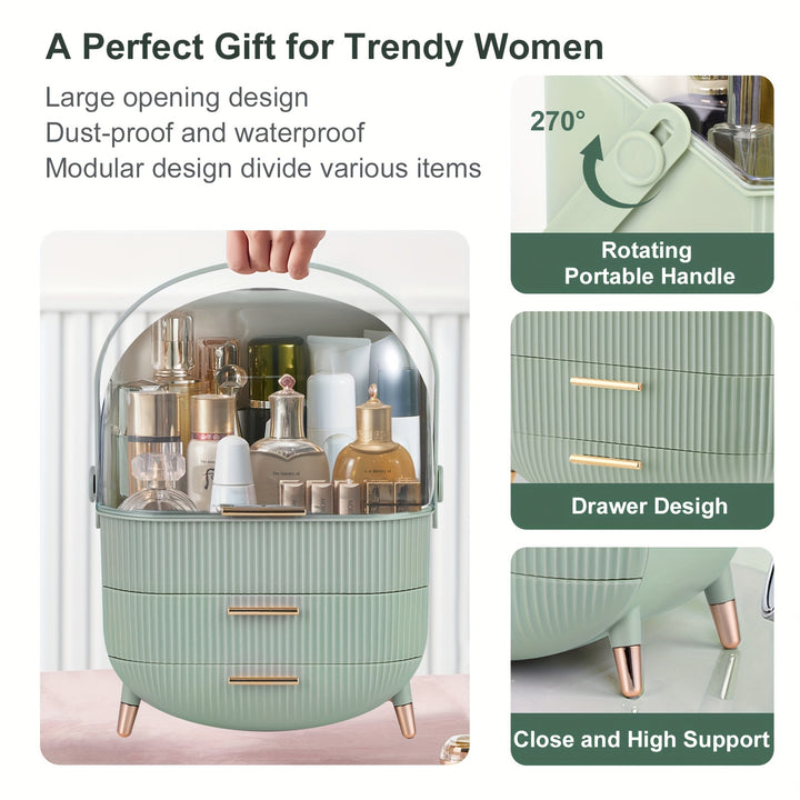 Make up Organizers and Storage, Makeup Organizer for Vanity, Cosmetics Skincare Organizers with Lid and Drawers, Cosmetic Display Cases for Countertop, Bathroom, Ideal Gifts for Women (Pink) - Total Trends Fusion