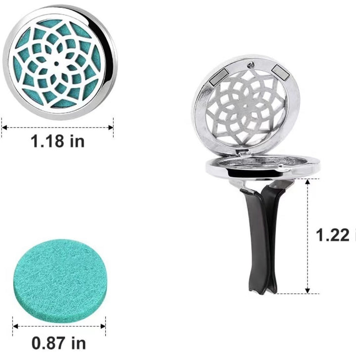 Car Diffuser Vent Clip - 30mm Aromatherapy Essential Oil Car Diffuser Vent Clips with 36 Refill Pads (3 Lotus Vent Clips, Metal) - Total Trends Fusion