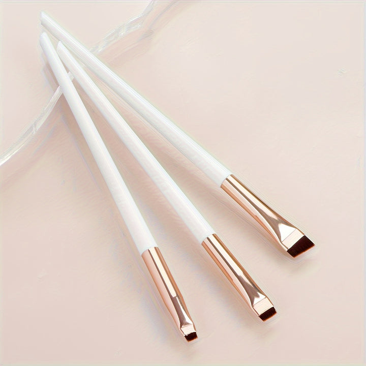 3Pcs Ultra-Thin Eyebrow Brush Set - Angled Precision Eyeliner Makeup Brushes, Synthetic Bristles Slanted Eye Brow Tinting Kit - Total Trends Fusion
