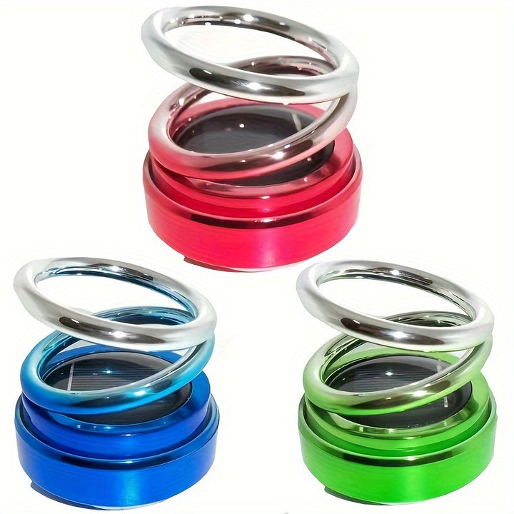 3 pcs Solar rotating double ring hanging car aromatherapy decoration Cool solar double ring hanging car perfume Refillable solar car air freshener Solar creative car perfume Creative three-piece car perfume decoration - Total Trends Fusion