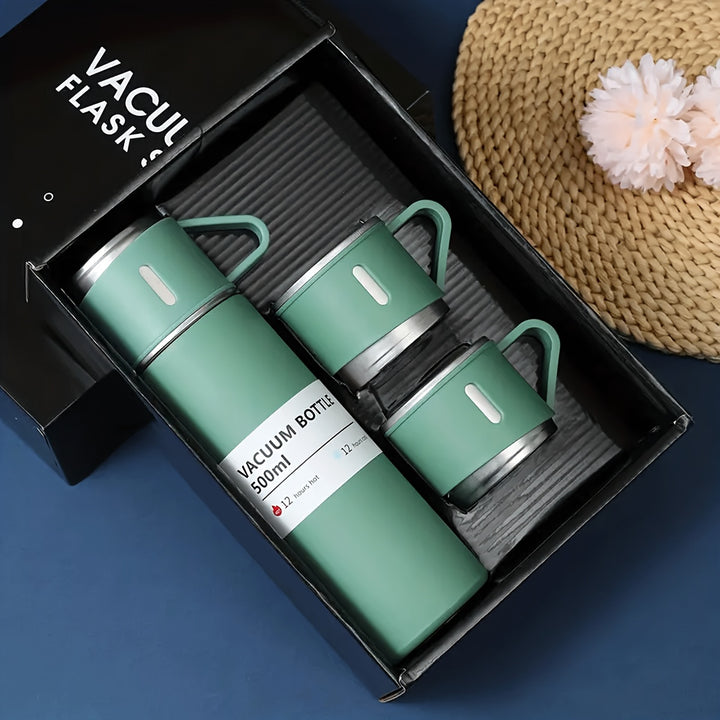500ml Stainless Steel Insulated Water Cup Set - Premium, Leakproof & Portable Tumbler with 2 Lids for Travel, Outdoor Adventures & Driving - Keeps Drinks Hot or Cold - Total Trends Fusion