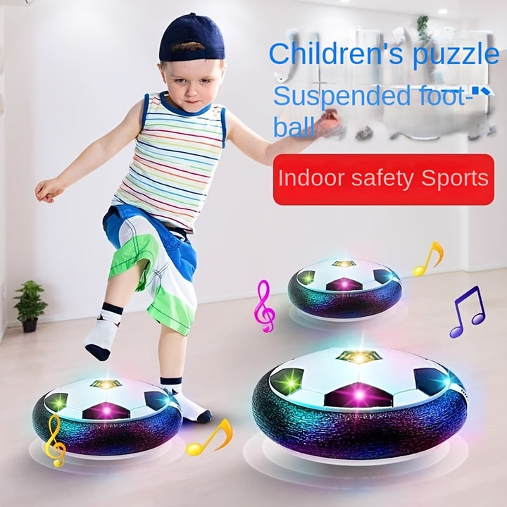 1pc LED Light-Up Floating Soccer Ball, Indoor Suspended Foot Game with Foam Safety Edge, Sports Themed Plastic Toy for Kids, Interactive Parent-Child Play, Ideal for Halloween/Christmas Gifts (Batteries Not Included)