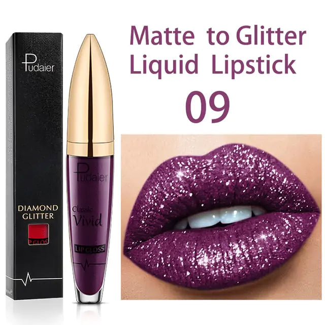 Waterproof Diamond Glitter Lip Gloss Shimmer Pearl Colour Lip Gloss 18 Colors Matte Glitter Liquid Diamond Lipstick